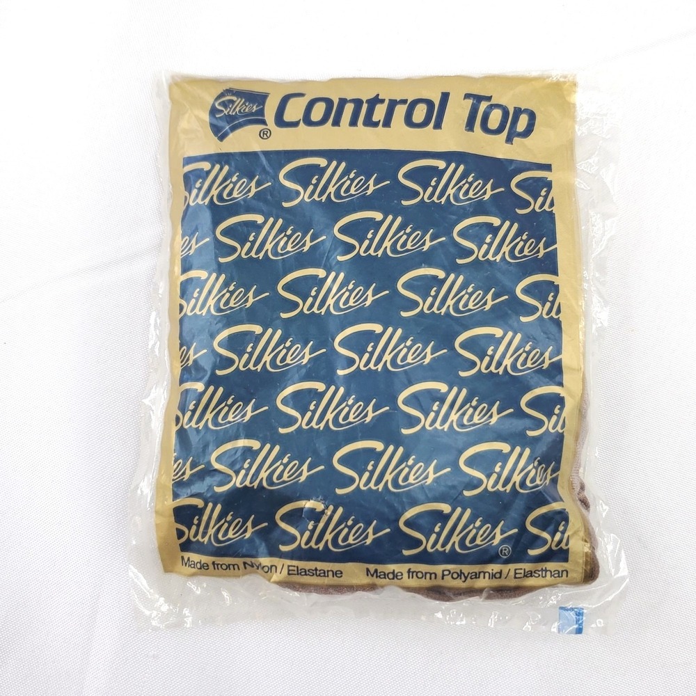 Vintage Silkies Control Top Hose Pantyhose Honey Beige Made In USA
